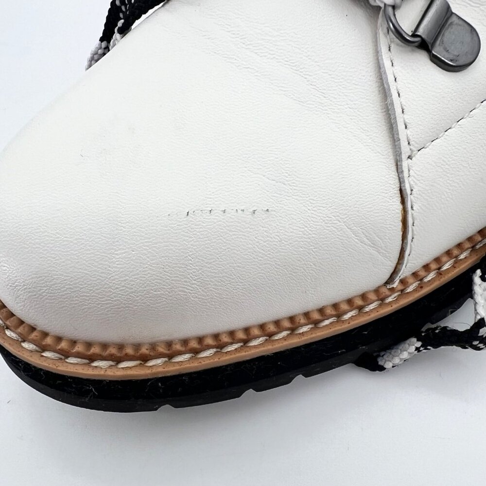 Toms Boots Womens 8.5 White Leather Lace Up Faux Fur Ankle Casual Flat Round Toe - Picture 6 of 16